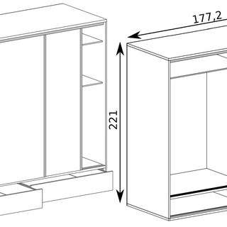 zestaw duży Mediolan 6 łóżko komoda szafa przesuwna do sypialni