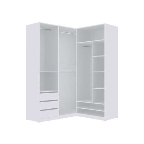 Kleiderschrank 160 - 141 Eckschrank ohne Türen TRES P mit Einlegeböden Schubladen Kleiderstange