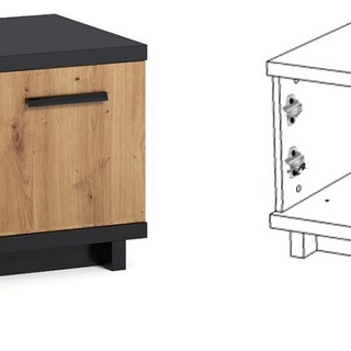 zestaw mebli pokojowych Ines 8 komoda rtv ława witryna loft komplet