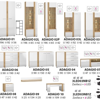 komoda 92 wysoka przeszklona Adagio 03L szafka dwudrzwiowa z szybą