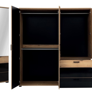 zestaw sypialnia nowoczesna Aris 5 łóżko szafa komoda foft czarna