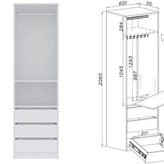 szafa 310 zestaw garderoba Tres Z wnękowa bez drzwi zestaw