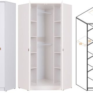 zestaw regał i szafa Grant 41 rogowa narożna garderoba duża biała