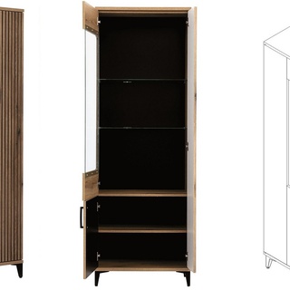 zestaw mebli nowoczesnych Aris H witryna komoda na nóżkach czarna