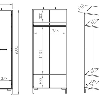 szafa 80 na nóżkach ubraniowa Nevio 17 dwudrzwiowa loft do pokoju