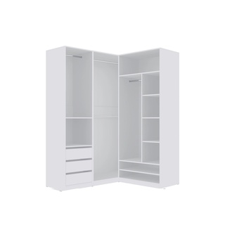 szafa 160 - 141 rogowa bez drzwi Tres P z półkami szufladami drążkami