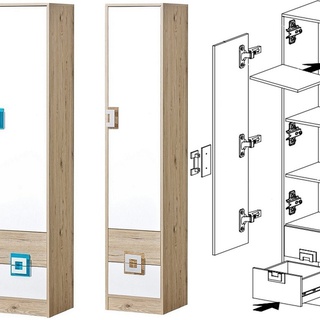 regał 40 bieliźniarka Nico 05 słupek wąski zamykany z półkami szufladami