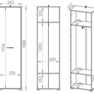 szafa 55 mała wąska jednodrzwiowa Caro 16 ubraniowa do przedpokoju