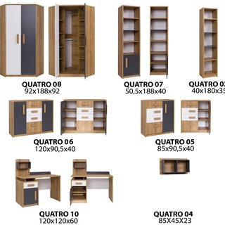 regał 50 ,5 z szafką Quatro 07 słupek z półkami na książki zabawki