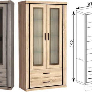 zestaw mebli Dallas 1 witryna komoda szafa meblościanka sonoma trufla