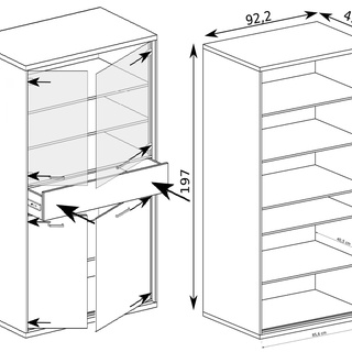 witryna 92 ,2 duża wysoka Mediolan 03 szeroka gablota dwudrzwiowa