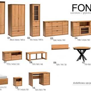 zestaw mebli komplet loft Fonti 1 komoda przeszklona szafka witryna