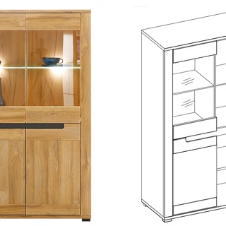 zestaw elegancki komplet York 1 komoda rtv szafka witryna ława dąb