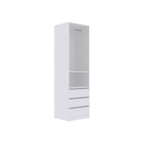 Kleiderschrank 60 cm ohne Türen TRES 04 mit Schubladen, weiß, begehbarer Kleiderschrank, für Schlafzimmer