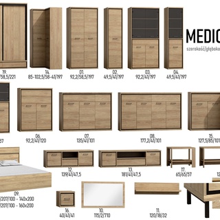 komoda 127 ,5 - 85 narożna Mediolan 15 szafka duża rogowa szufladami