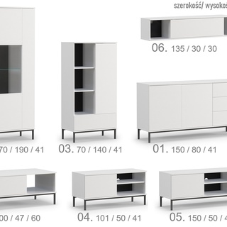 zestaw nowoczesna meblościanka Querty 1 z ławą komodą do salonu