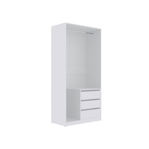 Kleiderschrank 100 cm mit Schubladen ohne Türen TRES 11, mit Stangen, offener Kleiderschrank