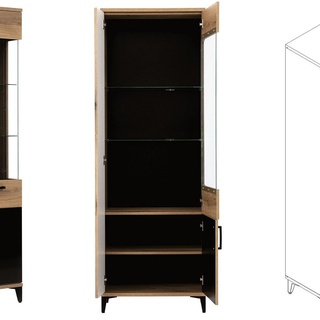 zestaw mebli nowoczesnych Aris H witryna komoda na nóżkach czarna