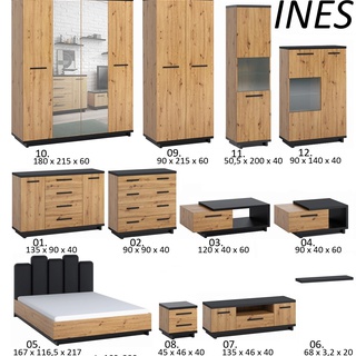 szafka 45 z szufladami nocna Ines 08 stolik nocny loft do pokoju sypialni