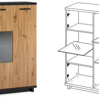 zestaw meblościanka rtv Ines 6 witryna telewizyjna szafka komplet