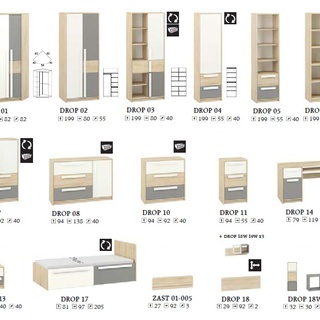 szafa 80 ubraniowa dwudrzwiowa Drop 02 z półkami do pokoju sypialni