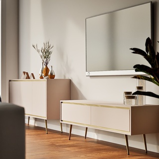 szafka 150 rtv elegancka Tori 02 telewizyjna stolik cashmere złoty