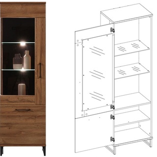 witryna 58 lewa wysoka Ivo 06 słupek regał zamykany z szybą nogami