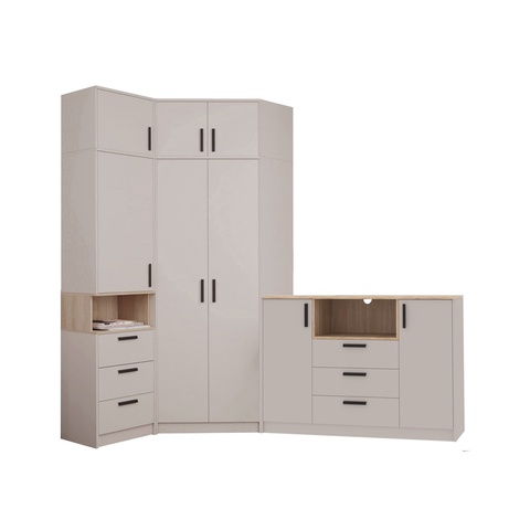 Eck-Kleiderschrank-Set GRANT 36, Kleiderschrank und Regal mit Verlängerung, Schrank-Set mit Kommode