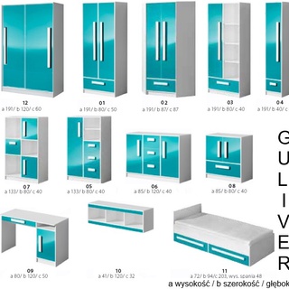 zestaw mebli nowoczesnych Guliver 4 narożna meblościanka kolory