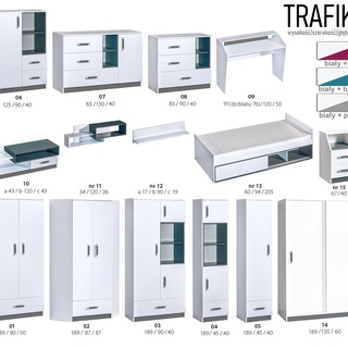 Komoda 90 z szufladami Trafiko 08 szafka młodzieżowa dziecięca biała