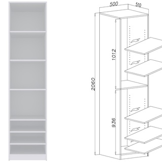 szafa 101 bez drzwi narożna Tres N modułowa garderoba duża wysoka