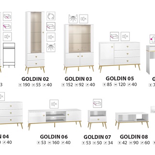 komoda 120 z szufladami Goldin 05 szafka glamour w połysku biała