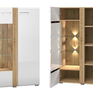 komoda 92 wysoka przeszklona Adagio 03L szafka dwudrzwiowa z szybą