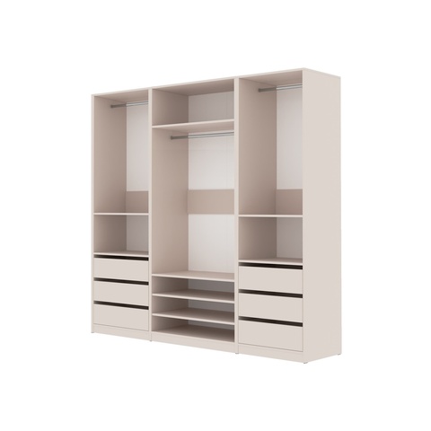 Szafa 200 bez drzwi modułowa TRES T garderoba półki szuflady korpus