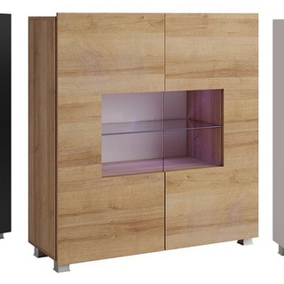 komoda 100 z szybą Calabrini 02 szafka przeszklona w połysku