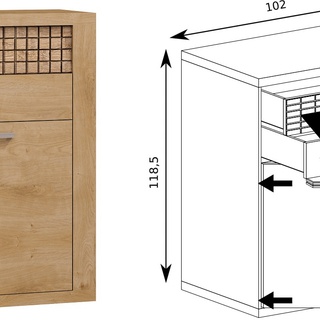 komoda 102 z szufladami Natural 06 szafka pakowna wysoka do pokoju