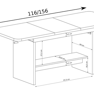 ława 116 - 165 rozkładana podnoszona wysoka Janek ławostół kolory