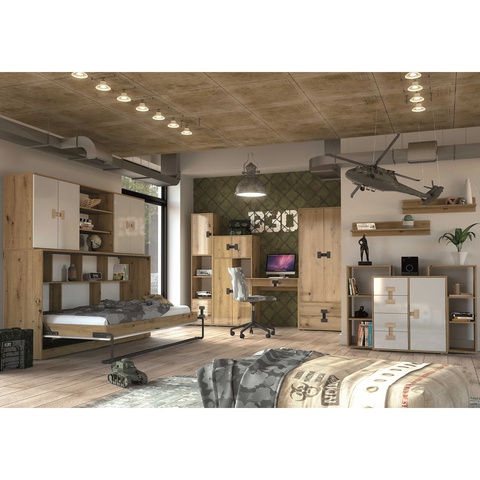 Zestaw nowoczesny INDEX 6 łóżko w szafie meblościanka z biurkiem