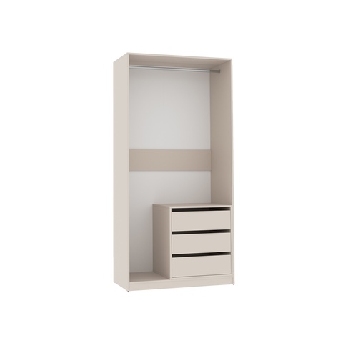 Kleiderschrank 100 cm mit Schubladen ohne Türen TRES 11, mit Stangen, offener Kleiderschrank