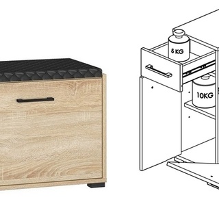 szafka 90 z siedziskiem szufladą Caro 06 na buty sonoma do holu