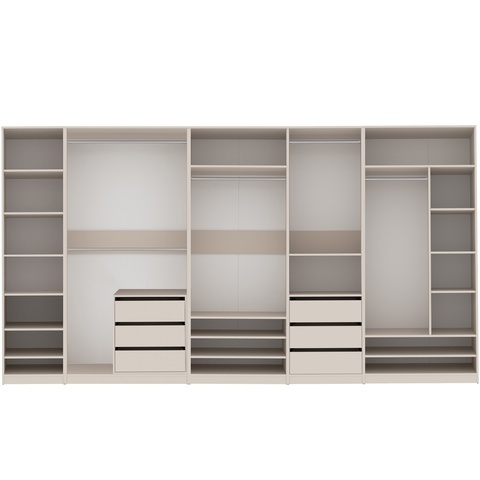 offen Garderobenschrank 380 cm mit Regalsystem, Schubladen TRES R  groß, für Schlafzimmer