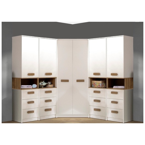 Eckschrank GRANT 41, ein Set aus Schlafzimmerschränken, Kleiderschränken mit Regalen und Schubladen