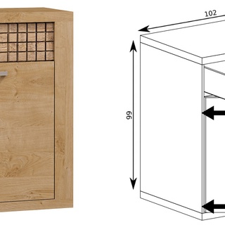 komoda 102 z szufladą Natural 07 dwudrzwiowa szafka pojemna