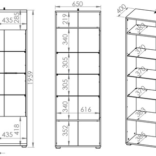 witryna 65 wysoka wąska Adagio 02P regał zamykany słupek z szybą