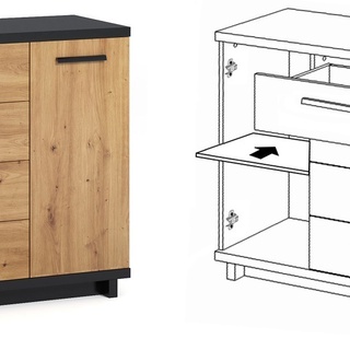 komoda 135 szuflady półki Ines 01 szafka duża szeroka do pokoju sypialni