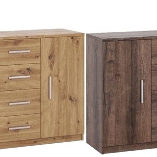 zestaw sypialniany Bono 2 łóżko komoda szafa przesuwna biała dąb