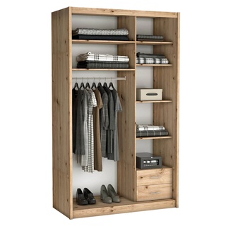 szafa 143 przesuwna wysoka Karol z szufladami półkami biała kaszmir