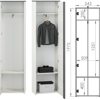 zestaw nowoczesna garderoba Hyga 1a siedzisko wieszak lustro szafa