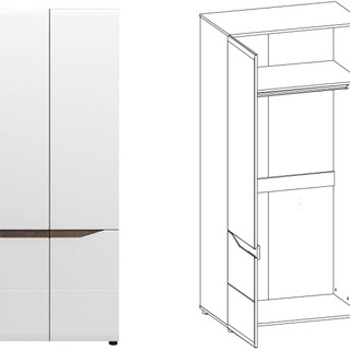 zestaw mebli Lionel 6 komoda szafa biała w połysku do pokoju sypialni