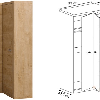 szafa 87 - 109 narożna Natural 14 duża rogowa z półkami drążkiem